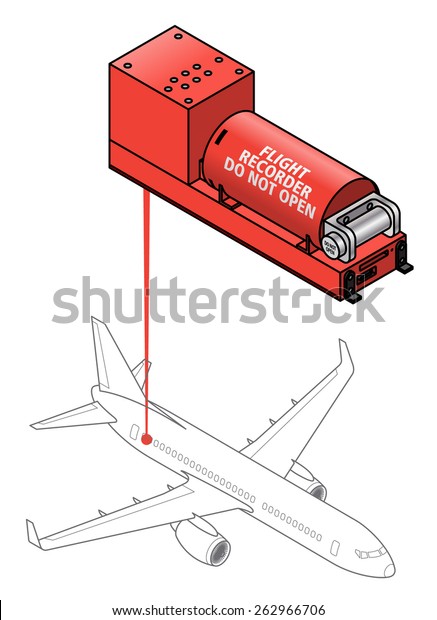 A flight data recorder. Diagram shows typical\
location on a plane.
