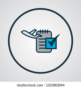 Flight date icon colored line symbol. Premium quality isolated organizer element in trendy style.
