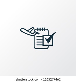 Flight date icon line symbol. Premium quality isolated organizer element in trendy style.