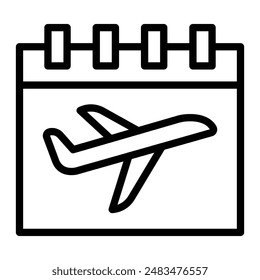 Flight Date Vector Line Icon Design