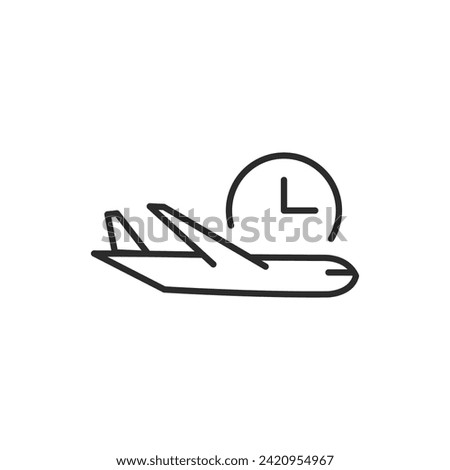 Flight delay icon. Plane schedule simple line icon isolated on white background. Vector illustration