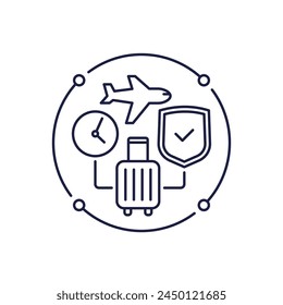 flight delay insurance line icon, vector