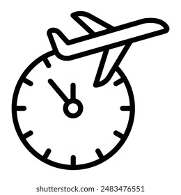 Flight Delay Vector Line Icon Design