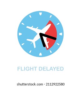 Flight Delayed flat icon. Colored element sign from airport collection. Flat Flight Delayed icon sign for web design, infographics and more.