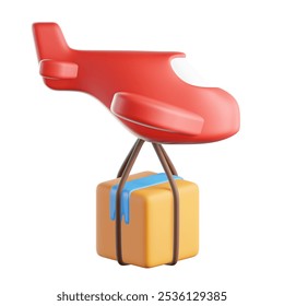 flight delivery 3d icon. 3d drone delivery icon. 3d icon of drone delivery