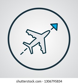 Flight direction icon colored line symbol. Premium quality isolated plane route element in trendy style.