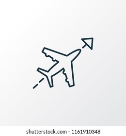 Flight direction icon line symbol. Premium quality isolated plane route element in trendy style.