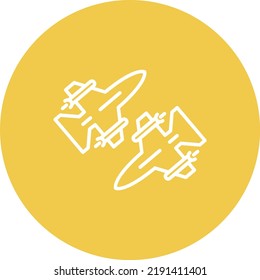 Imagen vectorial de icono de círculo de líneas de dirección de vuelo. También se puede usar para aplicaciones web, aplicaciones móviles y medios impresos.