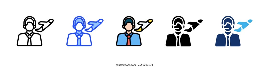 Colección de icono de despachador de vuelo con varios estilos