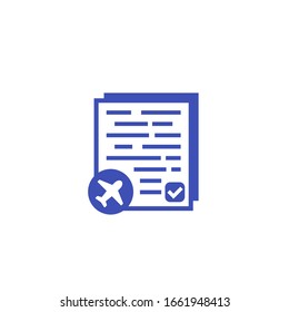 flight documents icon on white
