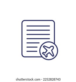 flight documents line icon, vector