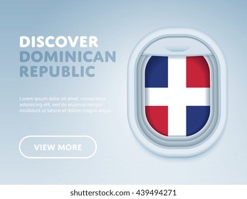 Flight to Dominican Republic traveling theme banner design for website, mobile app. Modern vector illustration. Vacation. Tourism concept. Travel banner. Journey concept.