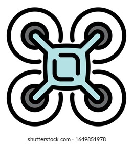 Flight drone icon. Outline flight drone vector icon for web design isolated on white background