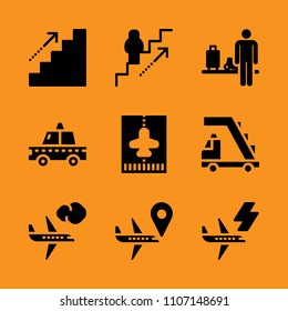 flight, graphic, backpack and ladder icon set. Vector illustration for web and design.