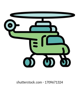 Flight helicopter icon. Outline flight helicopter vector icon for web design isolated on white background