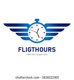 Flight hours logo vector template. Suitable for business, web, art and symbol