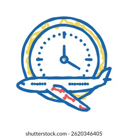 Vector del bosquejo del icono del doodle de la escuela. Signo escolar de las horas de vuelo. ilustración aislada del símbolo