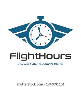 Flight hours vector logo template. This design use wing symbol. Suitable for aviation or experience.