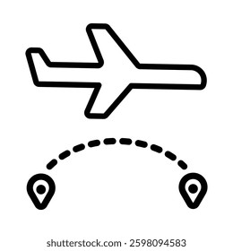 Flight icon illustration in line style. Perfect for website mobile app presentation. Suitable for any user interface and user experience