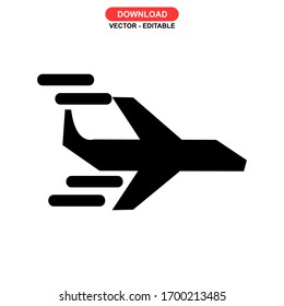 Icono de vuelo o logotipo símbolo de signo aislado ilustración vectorial - iconos vectoriales de estilo negro de alta calidad
