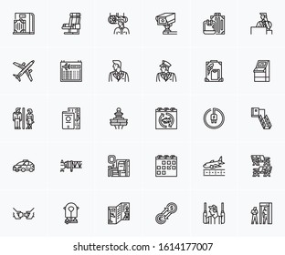 Flight Icon Set Airport Security Vetor Stock Vector (Royalty Free ...