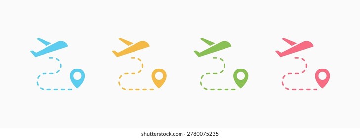 Flight Icon Set Color Multiple Style Collection Illustration