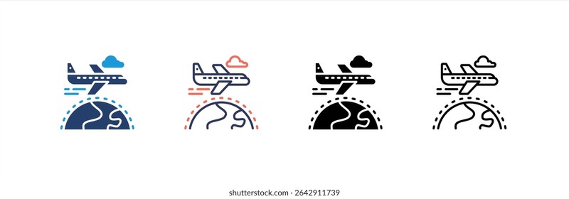 Flight icon set multiple style collection