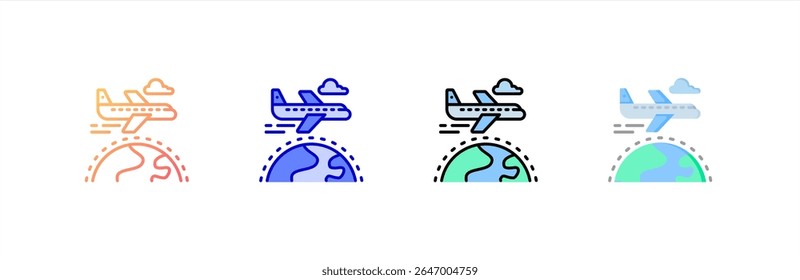 Flight icon set multiple style collection
