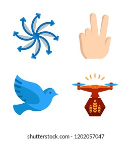flight icon set. vector set about drone, airscrew, peace and pigeon icons set.