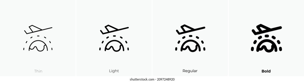 in flight icon. Thin, Light Regular And Bold style design isolated on white background