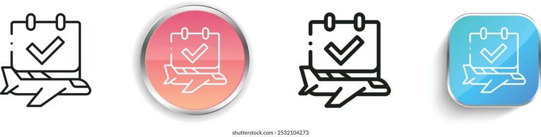 ícone de voo. Design fino, linear, regular e estilo botão isolado no fundo branco