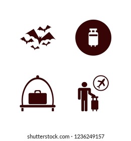 flight icon. flight vector icons set bats, travelling luggage, tourist flying and baggage cart
