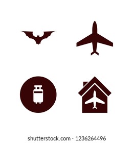 flight icon. flight vector icons set plane hangar, travelling luggage, plane and bat