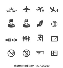 flight icons, mono vector symbols