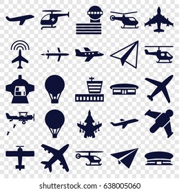 Flight icons set. set of 25 flight filled icons such as plane, helicopter, airport, airport tower, paper airplane, luggage compartment in airplane, medical helicopter