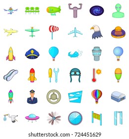 Flight icons set. Cartoon style of 36 flight vector icons for web isolated on white background