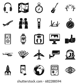 Flight icons set. Simple set of 25 flight vector icons for web isolated on white background