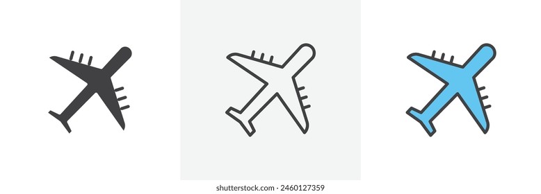 Flight Icons Set. Vector symbols for commercial and cargo flights. Air travel and airline icons.