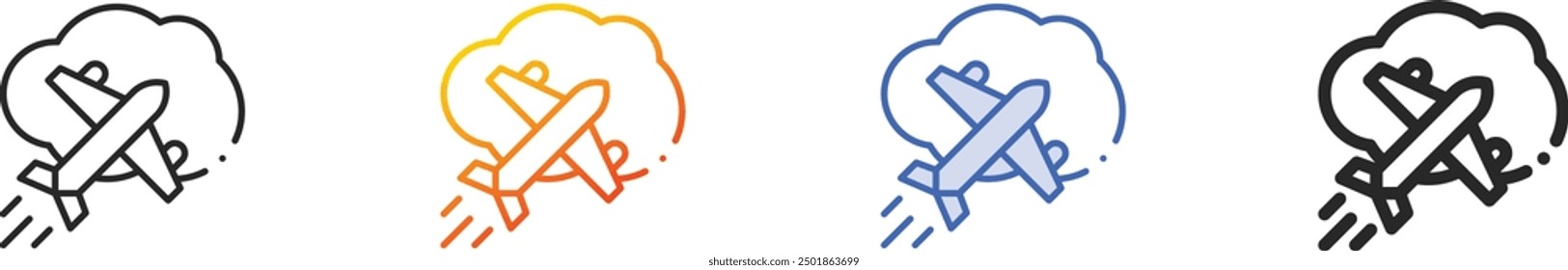 flight icon.Thin Linear, Gradient, Blue Stroke and bold Style Design Isolated On White Background