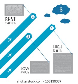 Flight infographic with airplanes. Vector flat design