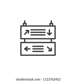 Flight information board outline icon. linear style sign for mobile concept and web design. Departure and arrival boards simple line vector icon. Symbol, logo illustration. Vector graphics