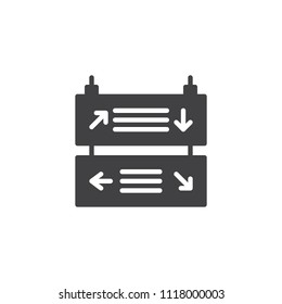 Flight information board vector icon. filled flat sign for mobile concept and web design. Departure and arrival boards simple solid icon. Symbol, logo illustration. Pixel perfect vector graphics