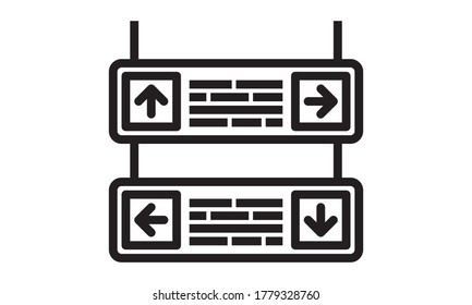 Icono vectorial de la placa de información de vuelo. signo plano relleno para concepto móvil y diseño web. Icono de contorno simple de la placa de llegada al aeropuerto. Símbolo, ilustración del logotipo.