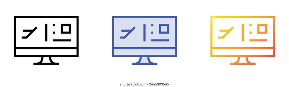 flight information icon. Linear, Blue Fill and Gradient Style Design Isolated On White Background