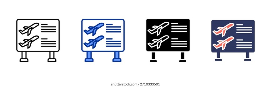 Flight Information icon set multiple style collection