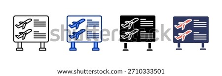 Flight Information icon set multiple style collection