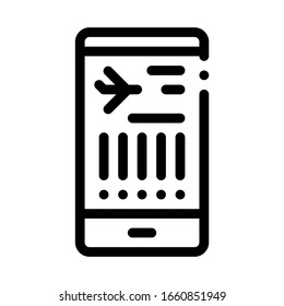 Flight Information On Phone Icon Thin Line Vector. Flight Info On Smartphone Display Concept Linear Pictogram. Passenger Card In Mobile Monochrome Outline Sign Isolated Contour Symbol Illustration