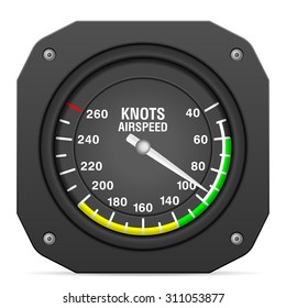 Flight instrument airspeed indicator on a white background.