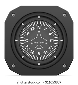 Flight Instrument Heading Indicator On A White Background.