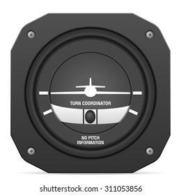 Flight instrument turn coordinator on a white background.